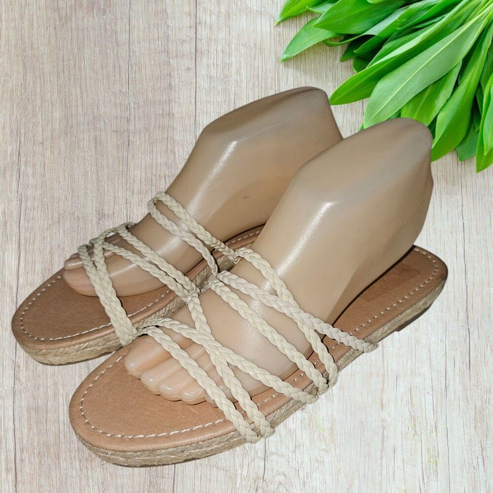 MADEWELL The Kathryn Espadrille Slide Sandal in Leather MD777 Size 8 1/2 NWOB